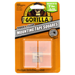 Gorilla Tough & Clear Double Sided Mounting Tape Squares, Hanging, Repairing, Weatherproof, Instant Hold, 24-1in Pre-Cut Squares, Clear, (Pack of 1), 6069301