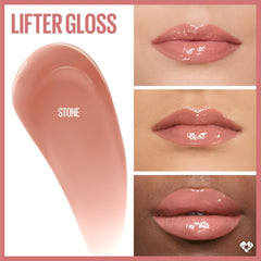 Maybelline New York Lifter Gloss, Hydrating Lip Gloss, High Shine for Fuller Looking Lips, Stone, Rosey Neutral, 5.4 ml