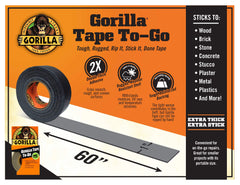 Gorilla Tape To-Go, Double Thick Adhesive, Weather Resistant Shell, Reinforced Backing, Travel Size Roll, Black, 1in x 30ft (2.5cm x 9.14m) Pack of 1 - 6101001