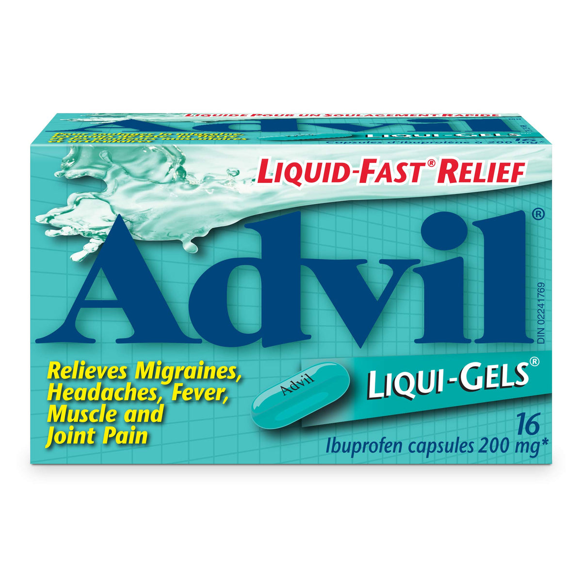 Advil Regular Strength Ibuprofen Pain Relief Liquid-Gels, Fast Acting Pain Relief for Migraine, Back, Neck, Joint, and Muscle Relief, 200mg (16 Count)