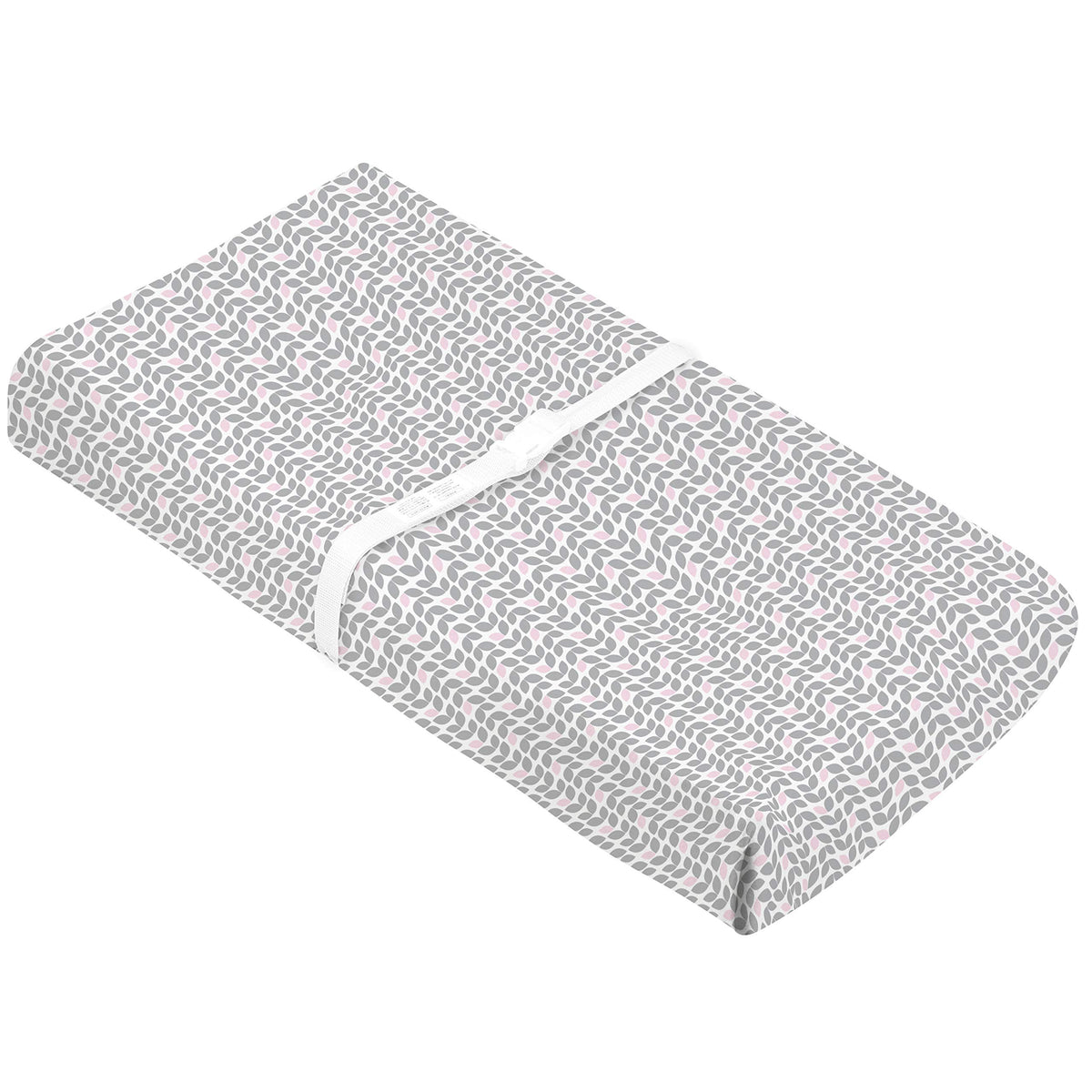 Kushies Baby 100% Breathable Cotton Flannel Contoured Changing Pad Cover with Slits for Safety Straps, 17" x 33" Grey Petal