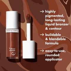 e.l.f. Camo Liquid Bronzer & Contour, Silky Highly Pigmented Formula, Creates a Long-Lasting Bronzed Glow & Natural Look, Vegan & Cruelty-Free, 10 Rich