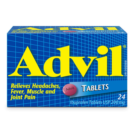 Advil Tablets (24 Count), 200 mg ibuprofen, Temporary Pain Reliever / Fever Reducer