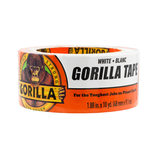 Gorilla Tape, Duct Tape, Utility Tape, Triple Layer Strength, Indoor & Outdoor, Weather Resistant Shell, 1.88 in x 10 yd, White, (Pack of 1), 6010001