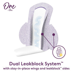 One by Poise Feminine Pads with Wings (2-in-1 Period & Bladder Leakage Pad for Women), Regular Absorbency, 22 Count