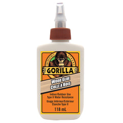 Gorilla Glue Wood Glue, Indoor & Outdoor Carpentry Projects, Paintable, Sandable, Moisture Resistant, Clamping, Natural Color, 4oz/118mL (Pack of 1), 6212001