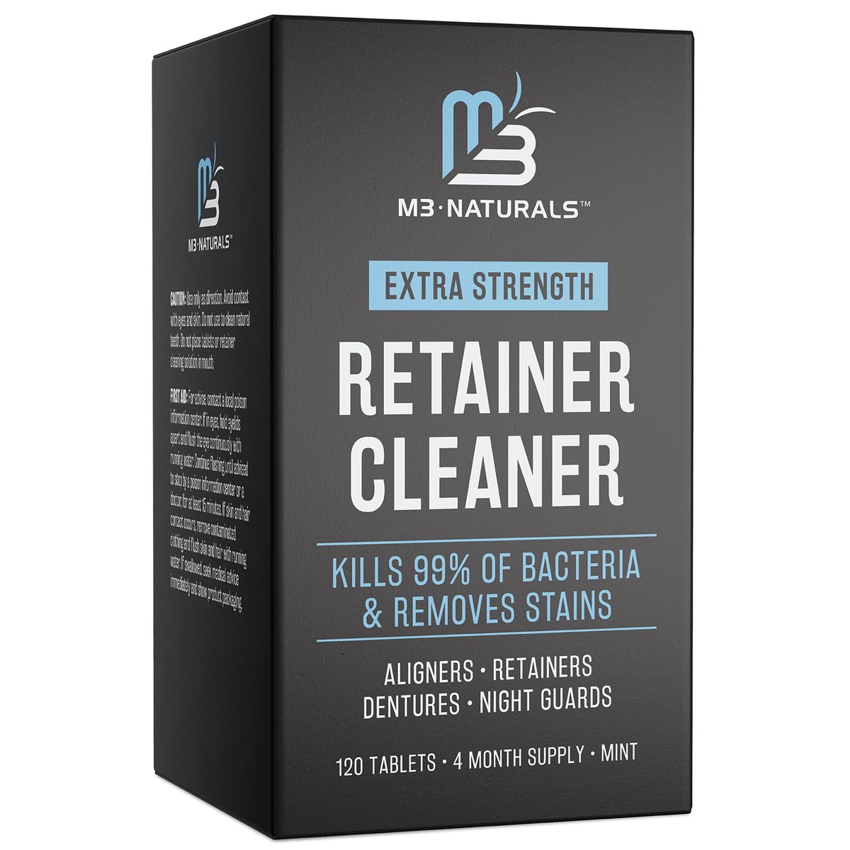 M3 Naturals Retainer Cleaner Tablets Invisalign Cleaner FSA HSA Approved Remove Odors Discoloration Stains and Plaque 4 Month Supply Denture Cleansers Retainers Mouth Guards Denture Bath Mint