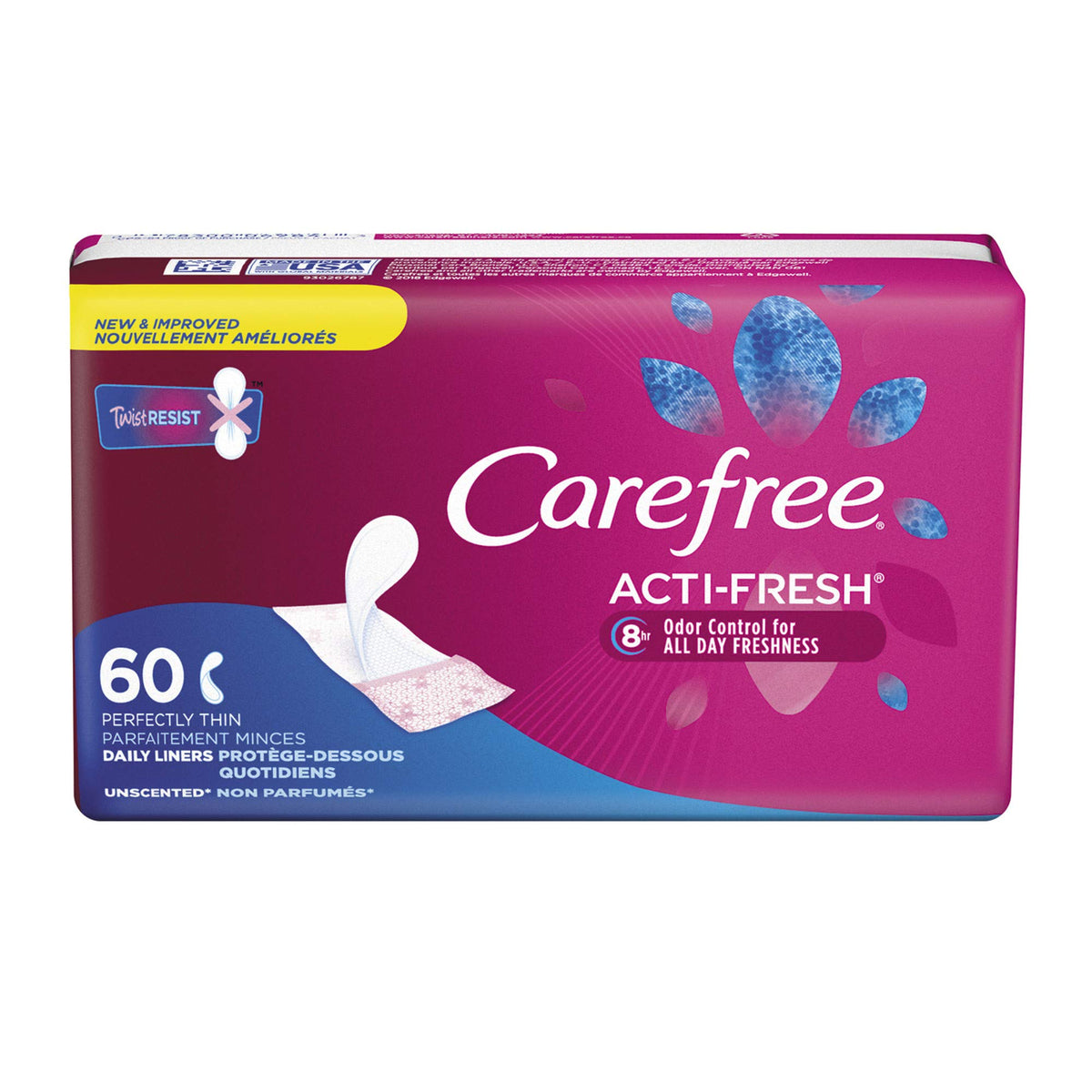 Carefree Acti-Fresh Body Shaped Panty Liners, Regular, 60 Count