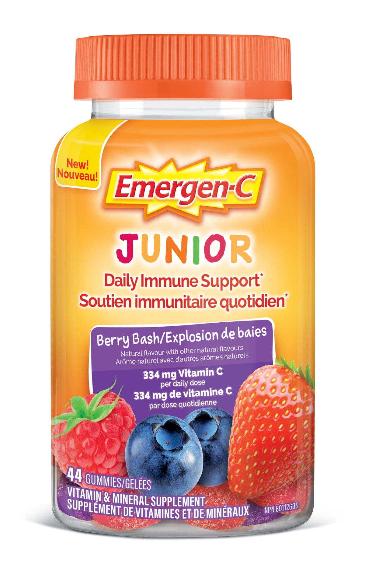 Emergen-C Junior Vitamin C Gummy Supplement, Kid's Vitamins Berry Bash, 44 Gummies