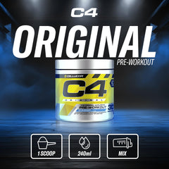 Cellucor C4 Original Pre Workout Powder - Sugar Free Preworkout Energy for Men & Women - 150mg Caffeine, Beta Alanine, Creatine - Icy Blue Razz, 30 Servings