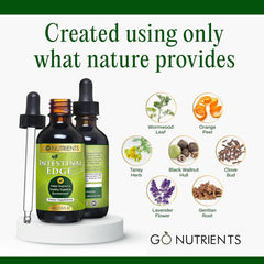 Go Nutrients Intestinal Edge - Digestive Supplement with Black Walnut Hull, Orange Peel, Lavender Flower, Gentian Root, Clove Bud, Wormwood Leaf/Stem, Non-GMO, Soy-Free - 60mL (2 oz.)