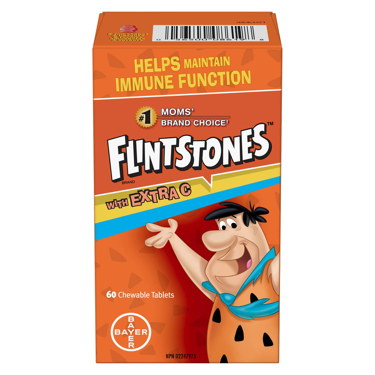 FLINTSTONES Multivitamins with Extra C for Kids, Helps with Normal Growth and Development, 60 Chewable Tablets