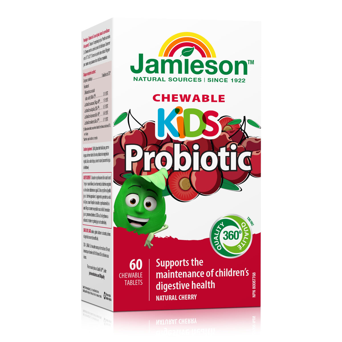 Jamieson Chewable Probiotic for Kids 5 Billion CFU, Digestive and Intestinal Health, Supports Healthy Gut Flora. Non-GMO, No Artificial Colours, Flavours, or Preservatives, 60 Count