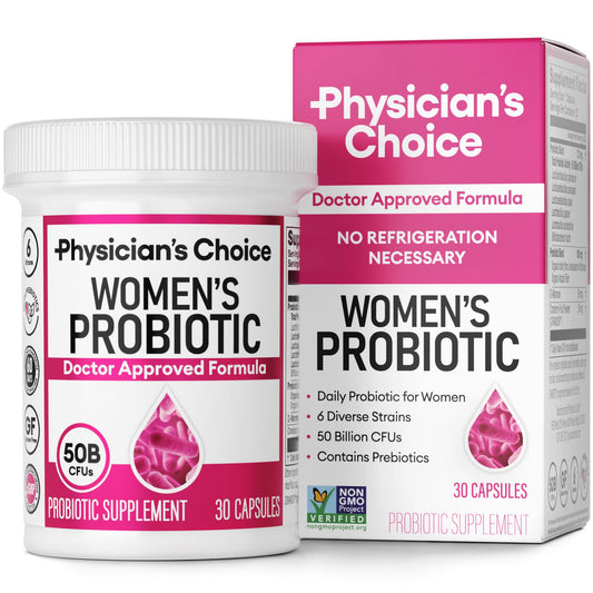 Physician's CHOICE Probiotics for Women - PH Balance, Digestive, UT, & Feminine Health - 50 Billion CFU - 6 Unique Strains for Her - Organic Prebiotics, Cranberry Extract+ - Women Probiotic - 30 CT