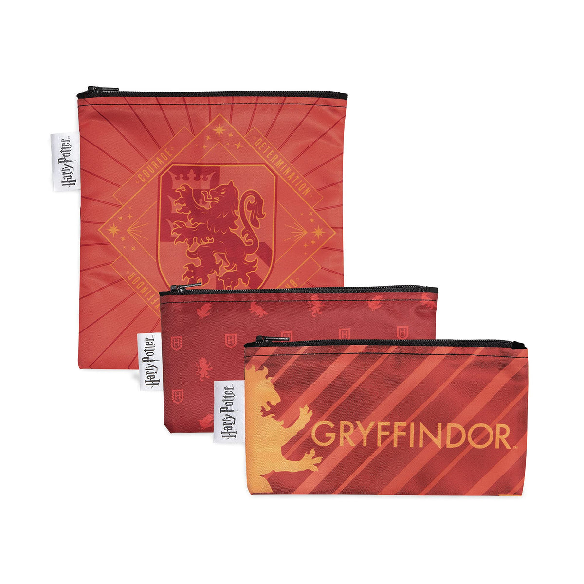 Bumkins Sandwich Bags/Snack Bags, Reusable Fabric, Washable, Food Safe, BPA Free - Harry Potter Gryffindor (3-Pack)