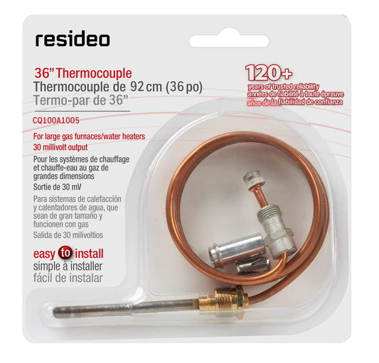 Resideo CQ100A1005 36-Inch Replacement Thermocouple for Gas Furnaces, Boilers and Water Heaters