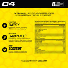 Cellucor C4 Original Pre Workout Powder, Energy Drink Supplement with Creatine & Beta Alanine, Fruit Punch, 30 Servings