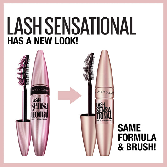 Maybelline New York Lash Sensational Washable Mascara, Midnight Black, 9.5 mL (Packaging May Vary)