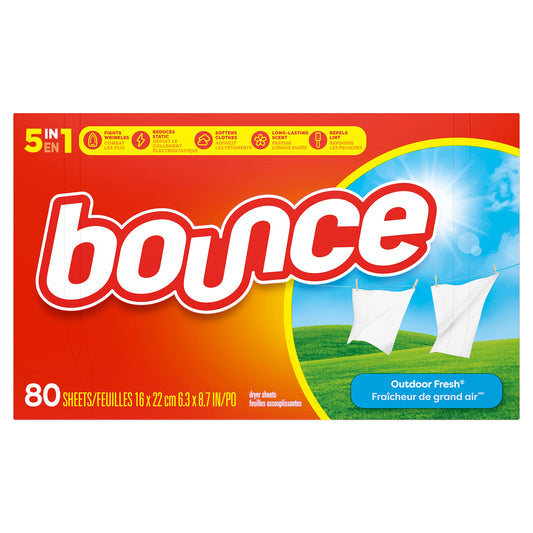 bounce Fabric Softener Dryer Sheets, Outdoor Fresh Scent, 80 Count - Packaging May Vary