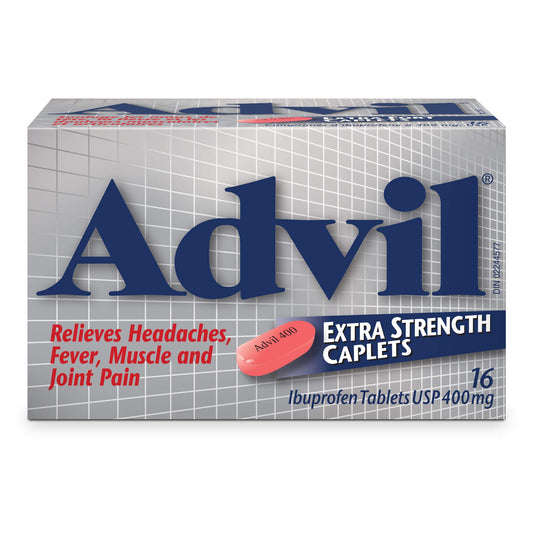 Advil Extra Strength Ibuprofen Pain Relief Caplets, Fast Acting Pain Relief for Migraine, Back, Neck, Joint, and Muscle Relief, 400mg (16 Count)