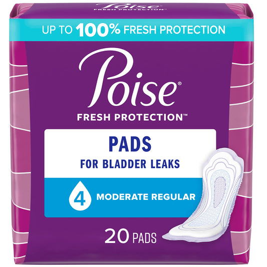 Poise Postpartum Incontinence Pads, Moderate Absorbency, Regular Length, 20 Count