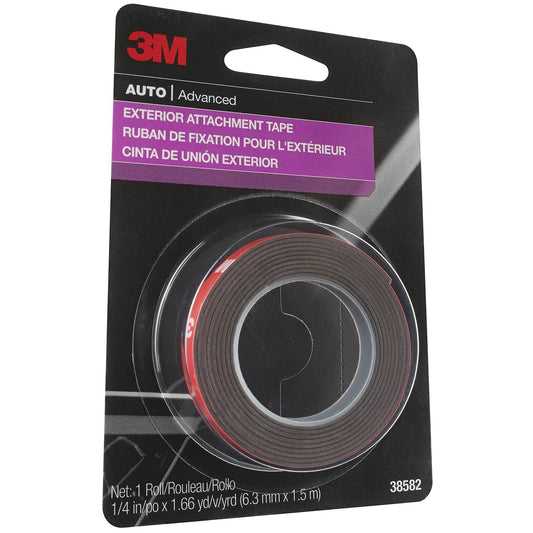 3M Exterior Attachment Tape for Automotive, 1/4 in x 5 ft (0.64 cm x 1.52 m), 38582