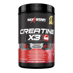 Six Star Creatine plus BCAA, Six Star Creatine X3 Powder, Creatine Monohydrate and Creatine HCl, Post Workout Muscle Recovery and Muscle Builder for Men and Women, Creatine Supplements, Fruit Punch (35 Servings)