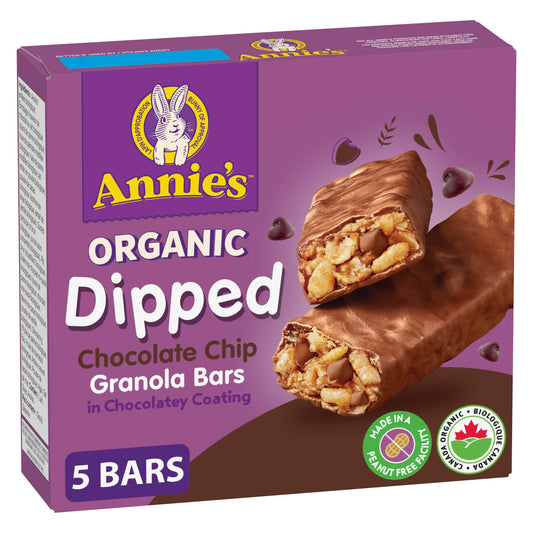 ANNIE'S Chocolate Chip Granola Bars, Organic, No Artificial Flavours, Whole Grains, Pack of 5 Granola Bars