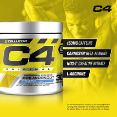 Cellucor C4 Original Pre Workout Powder - Sugar Free Preworkout Energy for Men & Women - 150mg Caffeine, Beta Alanine, Creatine - Icy Blue Razz, 30 Servings