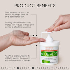 Advanced Clinicals Aloe Vera + Vitamin C + Hyaluronic Acid Face & Body Cream Moisturizing Skin Care Lotion, Skincare Moisturizer For Dry Skin, Age Spots, Blotchy Skin, & Sun Damaged Skin, Large 16 Oz