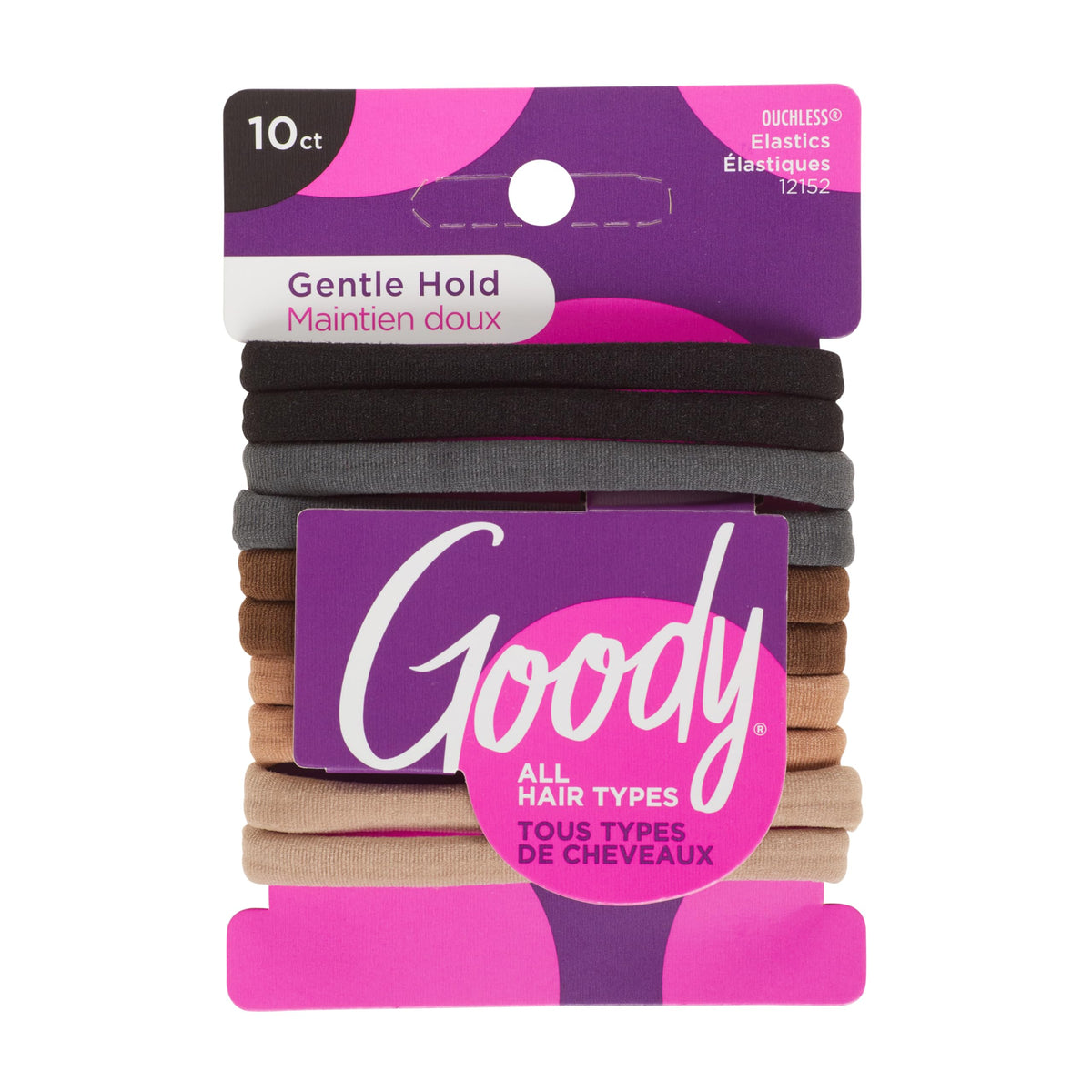 Goody Ouchless Seamless Hair Elastics - 10 Ct, Neutral Tones, Damage-Free Gentle Hold Hair Ties, No Snag or Pull, For All Occasions, Chic Hair Accessories for Women & Men, All Hair Types