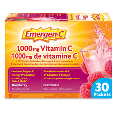 Emergen-C® Raspberry (30 Count), 1000mg Vitamin C / Electrolytes / B Vitamins Mineral Supplement