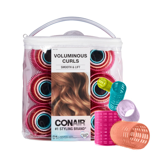 Conair SelfGrip Rollers Assorted, Roller sizes differentiated by color (mauve is largest), 31 Count