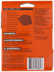 BLACK+DECKER Sandpaper Assortment, 1/4-Inch Sheet, 6-Pack (74-606)