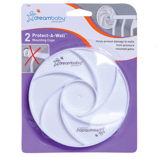 Dreambaby Protect-A-Wall Mounting Cups - Baby Gate Wall Protector for Pressure Mounted Gates - Easy Installation - 2 Pack, White