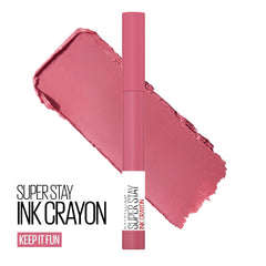 Maybelline Super Stay Ink Crayon Lipstick, Precision Tip Matte Lip Crayon with Built-in Sharpener, Longwear Up To 8Hrs, Keep It Fun, 1.2g