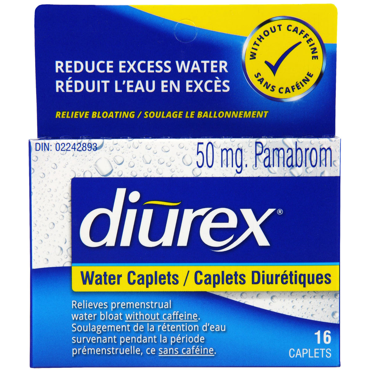 Diurex Water Caplets without Caffeine, 16 Count