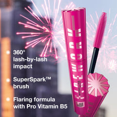 Maybelline Lash Sensational Firework Mascara, Washable Mascara, Volumize, 360 Flare Impact, Very Black, 10 ml