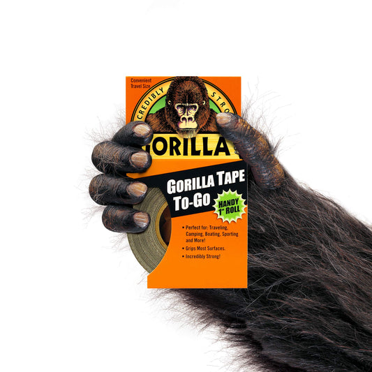 Gorilla Tape To-Go, Double Thick Adhesive, Weather Resistant Shell, Reinforced Backing, Travel Size Roll, Black, 1in x 30ft (2.5cm x 9.14m) Pack of 1 - 6101001