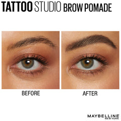 Maybelline New York Tattoo studio Brow Pomade Long Lasting, Buildable, Eyebrow Makeup, Deep Brown, 0.106 Oz