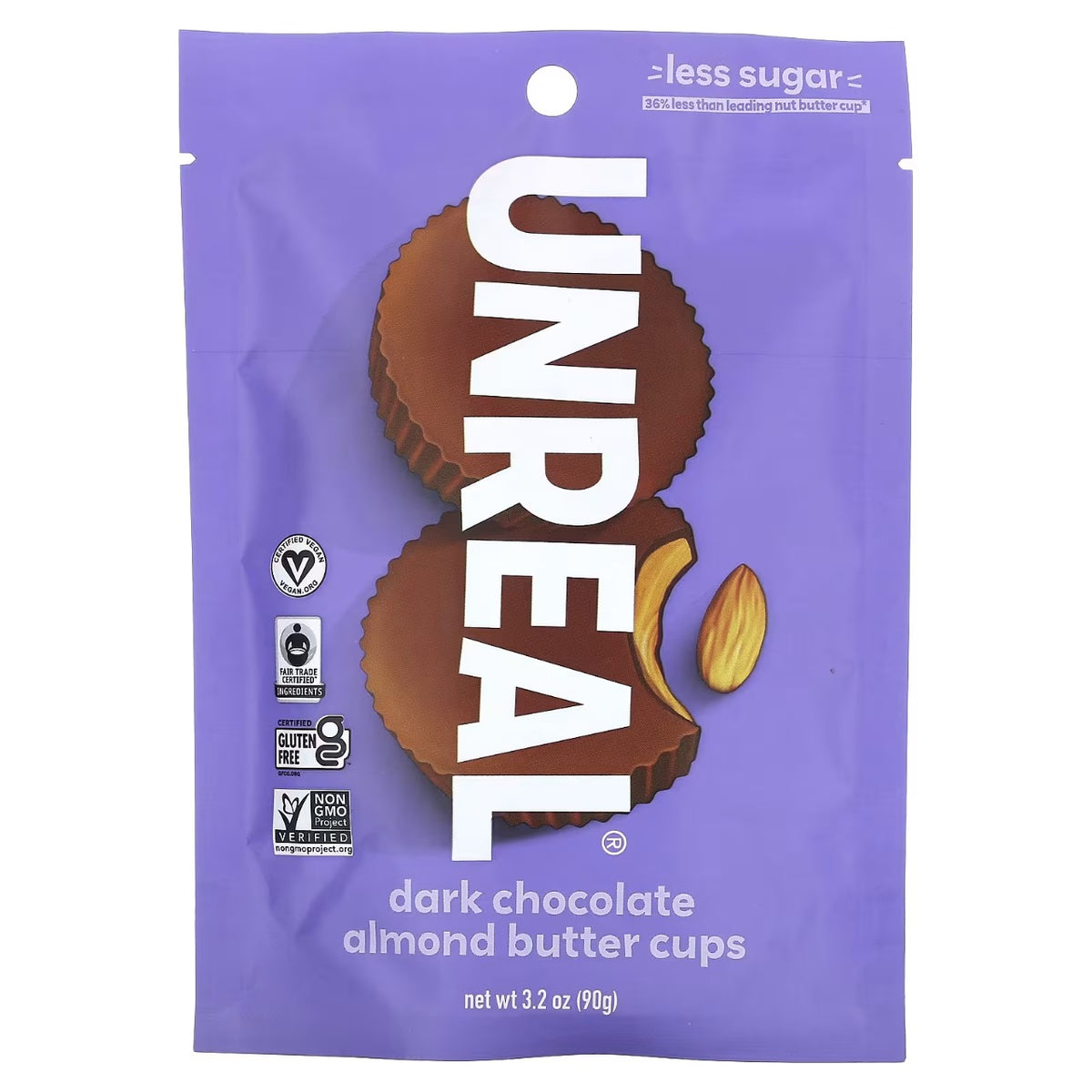 Unreal Multi-Serve Bags - Dark Chocolate Almond Butter Cups 6 x 90g