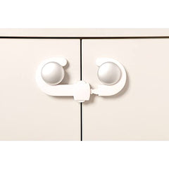 Dreambaby Secure -A-Lock - Child Proof Sliding Safety Locks - Suitable for Mushroom Knobs & D-Shaped Cabinet Door Handles - White - Model ‎L712