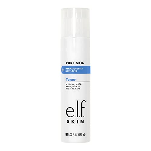 e.l.f. Pure Skin Toner, Gentle, Soothing & Exfoliating Daily Toner For A Smoother-Looking Complexion, Made With Oat Milk, Aloe Juice & Niacinamide, 6 oz