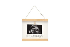 Pearhead Sonogram Love at First Sight Wall Art, Wooden Clip Baby Keepsake Frame, Gender-Neutral Baby Girl or Baby Boy Nursery Décor Accessory, Pregnancy Announcement Picture Frame