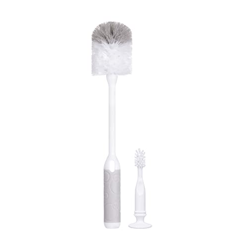 Ubbi Baby Bottle Brush Set, Bottle Brush and Nipple Brush, Baby Cleaning Essentials, Gray