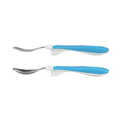 Dr. Brown's Designed to Nourish Soft-Grip Spoon and Fork, Blue & White