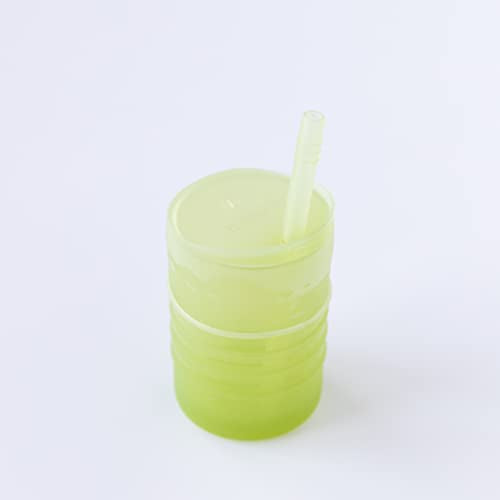 Bumkins Silicone Training Cup, Straw and Lid, Baby, Toddler, Holds 7oz, Ages 12 Months+ (Sage)