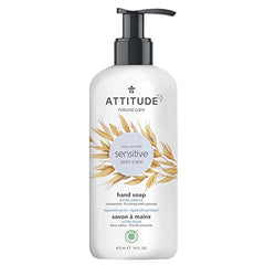 ATTITUDE Extra Gentle Hand Soap for Sensitive Skin Enriched with Oat, EWG Verified, Dermatologically Tested & Hypoallergenic, Vegan & Cruelty-free, Unscented, 473 ml