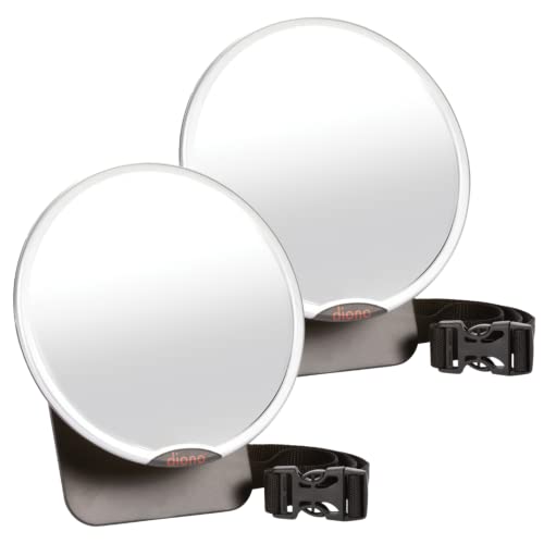 Diono Easy View Pack of 2 Baby Car Mirrors, Safety Car Seat Mirror for Rear Facing Infant, Fully Adjustable with 360 Rotation, Wide Crystal Clear View, Shatterproof, Crash Tested