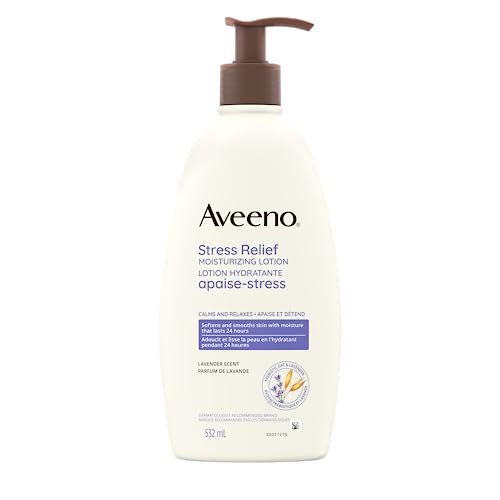 Aveeno Stress Relief Moisturizing Body Lotion with Ylang Ylang and Lavender, Dry and Sensitive Skin Moisturizer, 532 ML